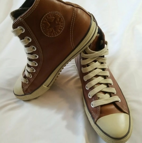 CONVERSE ALL STAR TAN LEATHER HI TOP MENS SIZE 9- WOMENS SIZE 11 main image 8